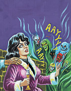 Monsters Attack Brunette Drawing by CSA Images