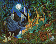 Moon Dragon Painting by Bill Bell