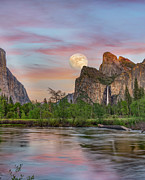 Moon Over Bridalveil Falls Photograph by Tim Fitzharris