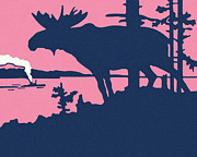 Moose Standing By a Lake Drawing by CSA Images Moose Standing By a Lake Drawing by CSA Images