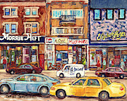 Morrie Heft Elizabeth Hager Le Chef Jj Joubert On Queen Mary Rd Stores C Spandau Montreal Painting by Carole Spandau