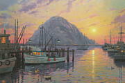 Morro Bay At Sunset Painting by Thomas Kinkade