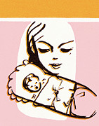 Mother watching baby sleep Drawing by CSA Images Mother watching baby sleep Drawing by CSA Images