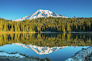 Mt. Rainier in Reflection Lake Photograph by E Faithe Lester
