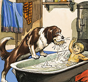 Nana Baths Michael, Illustration From Peter Pan By Jm Barrie Painting by Nadir Quinto