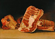 Nature Morte a la tete de mouton-Still-life with sheep's-head. Painting by Francisco de Goya -1746-1828-