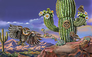 Nature Recycles Spread 9 Elf Owl Spread Painting by Cathy Morrison Illustrates
