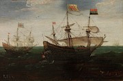 'Naval Battle', Early 17th century, Dutch School, Oil on panel, 33... Painting by Aart van Antun -1580-1620- 'Naval Battle', Early 17th century, Dutch School, Oil on panel, 33... Painting by Aart van Antun -1580-1620-