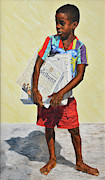 Newspaper Boy Painting by Nicole Minnis