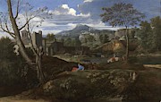Nicolas Poussin / 'Landscape with Buildings', 1648-1650, French School. Painting by Nicolas Poussin -1594-1665- Nicolas Poussin / 'Landscape with Buildings', 1648-1650, French School. Painting by Nicolas Poussin -1594-1665-