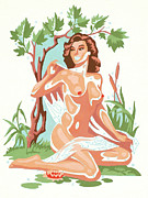 Nude Woman Paint By Number Drawing by CSA Images