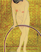 Nude Woman With Hula Hoop Drawing by CSA Images Nude Woman With Hula Hoop Drawing by CSA Images