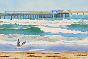 Ocean Beach Pier California Painting by Mary Helmreich