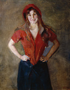 Oda In Red Study, 1888 Painting by Christian Krohg Oda In Red Study, 1888 Painting by Christian Krohg