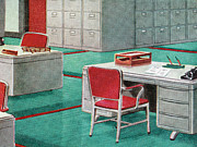 Office Space Drawing by CSA Images Office Space Drawing by CSA Images