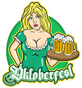 Oktoberfest Waitress In A Dirndl Digital Art by Mister Tee