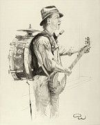 One-Man-Band Drawing by David Walker