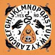 Orange And Black Modern Ouija Board With Ravens Painting by Little Bunny Sunshine
