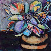 Orange Vase Floral Mixed Media by Mary Conner