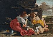 Orazio -workshop of- Gentileschi -Pisa, 1563 - London, 1639-. Lot and His Daughters -ca. 1621 - 1... Painting by Orazio Gentileschi -1563-1639-
