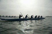 Outrigger Canoeing Team Compete Photograph by Moodboard