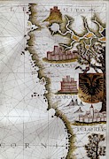 Pacific Coast Map - South America. Drawing by Fernao Vaz Dourado -1520-1580- Pacific Coast Map - South America. Drawing by Fernao Vaz Dourado -1520-1580-