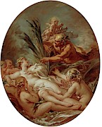 'Pan and Syrinx', 1760-1765, French School, Oil on canvas, 95 cm x 79 cm, P07066. Painting by Francois Boucher -1703-1770- 'Pan and Syrinx', 1760-1765, French School, Oil on canvas, 95 cm x 79 cm, P07066. Painting by Francois Boucher -1703-1770-
