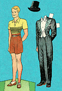 Paper doll man Drawing by CSA Images Paper doll man Drawing by CSA Images