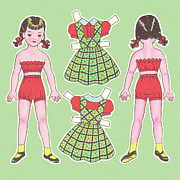 Paper Dolls Drawing by CSA Images Paper Dolls Drawing by CSA Images