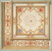 Partial Design For A Ceiling Painted In Strapwork And Pine Painting by Jules-edmond-charles Lachaise Partial Design For A Ceiling Painted In Strapwork And Pine Painting by Jules-edmond-charles Lachaise