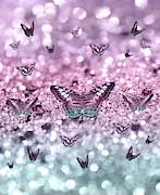 Pastel Unicorn Butterfly Glitter Dream #2 #shiny #decor #art Mixed Media by Anitas and Bellas Art