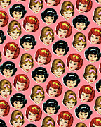 Pattern of Womens Heads Drawing by CSA Images