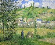 Paysage a Chaponvalle. Oil on canvas -1880- 54.5 x 65 cm R.F. 1937-51. Painting by Camille Pissarro -1830-1903- Paysage a Chaponvalle. Oil on canvas -1880- 54.5 x 65 cm R.F. 1937-51. Painting by Camille Pissarro -1830-1903-