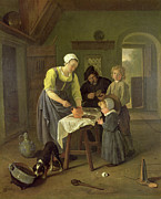 Peasant Family At Meal Time, C.1665 Painting by Jan Havicksz. Steen