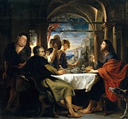 Pedro Pablo Rubens / 'Emaus' Dinner', 1635-1640, Flemish School. Pieter Paul Rubens . JESUS. Painting by Peter Paul Rubens -1577-1640-