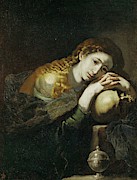 'Penitent Mary Magdalene', ca. 1637, Spanish School, Oil on canvas, 97 cm x 66 ... Painting by Jusepe de Ribera -1591-1652-