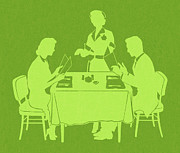 People at Restaurant Drawing by CSA Images People at Restaurant Drawing by CSA Images