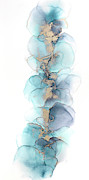 Petals Teal and Gold Abstract Painting Painting by Alissa Beth Photography