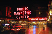 Pike Place Public Market Seattle Washington by Night Photograph by Carol Japp