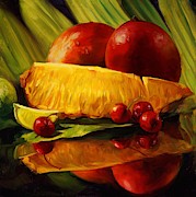 Pineapple and Cherries Painting by Laurie Snow Hein