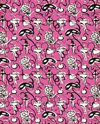 Pink and Black Mask Pattern Drawing by CSA Images