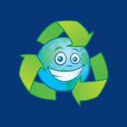 Planet Earth Recycle Cartoon Character Digital Art by John Schwegel