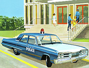 Police Car Parking in Front of a Building Drawing by CSA Images Police Car Parking in Front of a Building Drawing by CSA Images