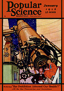 Popular Science Magazine Cover January 1928 Issue Drawing by Popular Science