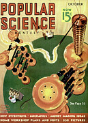 Popular Science Magazine Cover October Drawing by Popular Science