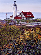 Portland Headlight 2 Painting by Thelma Winter