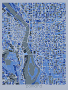 Portland Map Retro 5 Digital Art by Bekim M Portland Map Retro 5 Digital Art by Bekim M