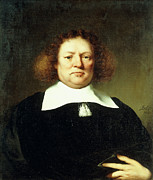 Portrait Of A Gentleman, Said To E Lord Hebdon, Half-length, Wearing A Black Costume And White Collar, 1659 Painting by Ferdinand Bol