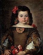 'Portrait of a Girl', ca. 1660, Spanish School, Oil on canvas, 58 cm x 46 cm, P... Painting by Jose Antolinez -1635-1675-