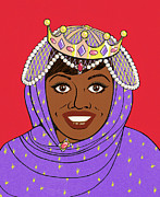 Portrait of a Woman Wearing a Headscarf and Crown Drawing by CSA Images